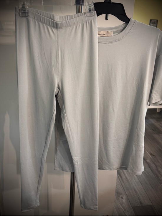 Zenana Outfitters Pants - Zenana Outfitters Light Gray Two-Piece Lounge Set - Pants & Tee